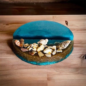 Oceaan visitekaartjeshouder, turquoise hars, kaarthouder, schildpad, naamkaarthouder, cadeau voor zakenvrouw, verjaardagscadeau, cadeau voor haar