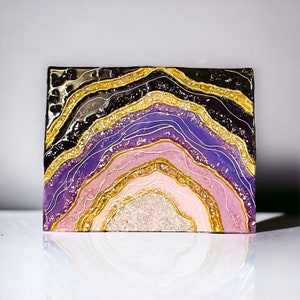Purple Resin geode wall art. Agate wall art. 11 x 14 inches.