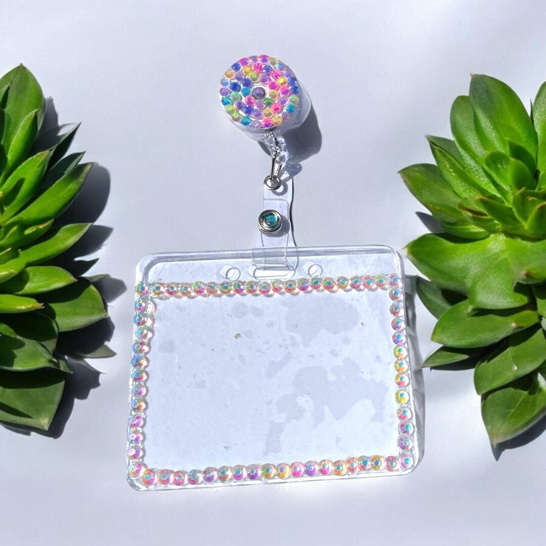 Retractable Rhinestone Badge Reel With Alligator Clip and Matching ...