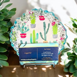 Porte-cartes de visite cactus, porte-cartes, cadeau pour femme d'affaires, anniversaire, mariage, remise des diplômes, cactus, plantes