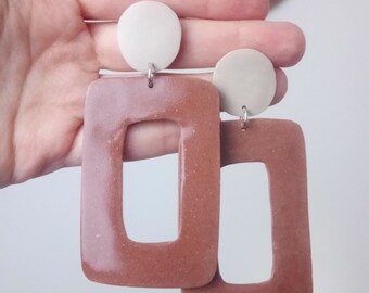 Boue - Geometric, simple, maxi drop earrings