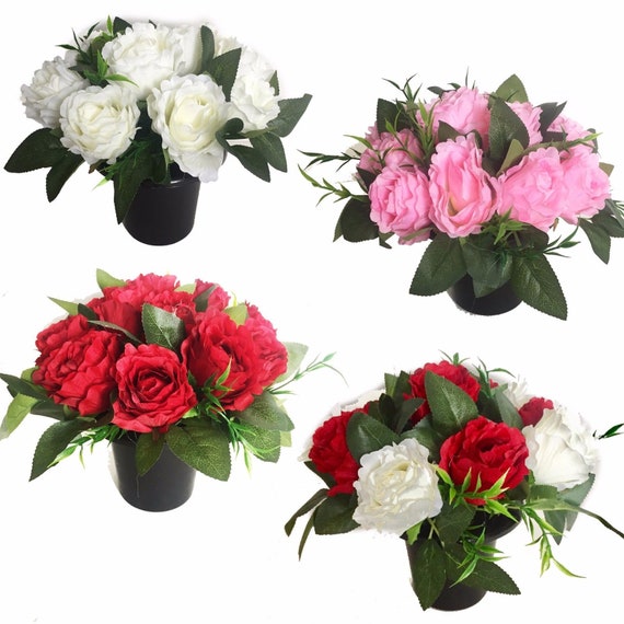 Special Gran Pink Flower Bouquet Graveside Memorial Pot Grave Vase