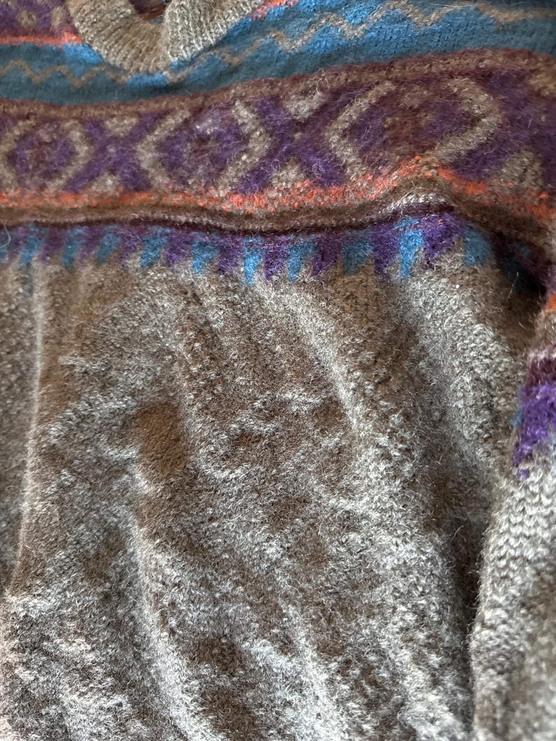 Vintage American Eagle Outfitters USA Made L Wool Green Blue Purple Sweater image 3