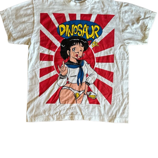 Dinosaur Jr. Japanimation Band Tee Bootleg Brockum White USA Made SS L Tshirt