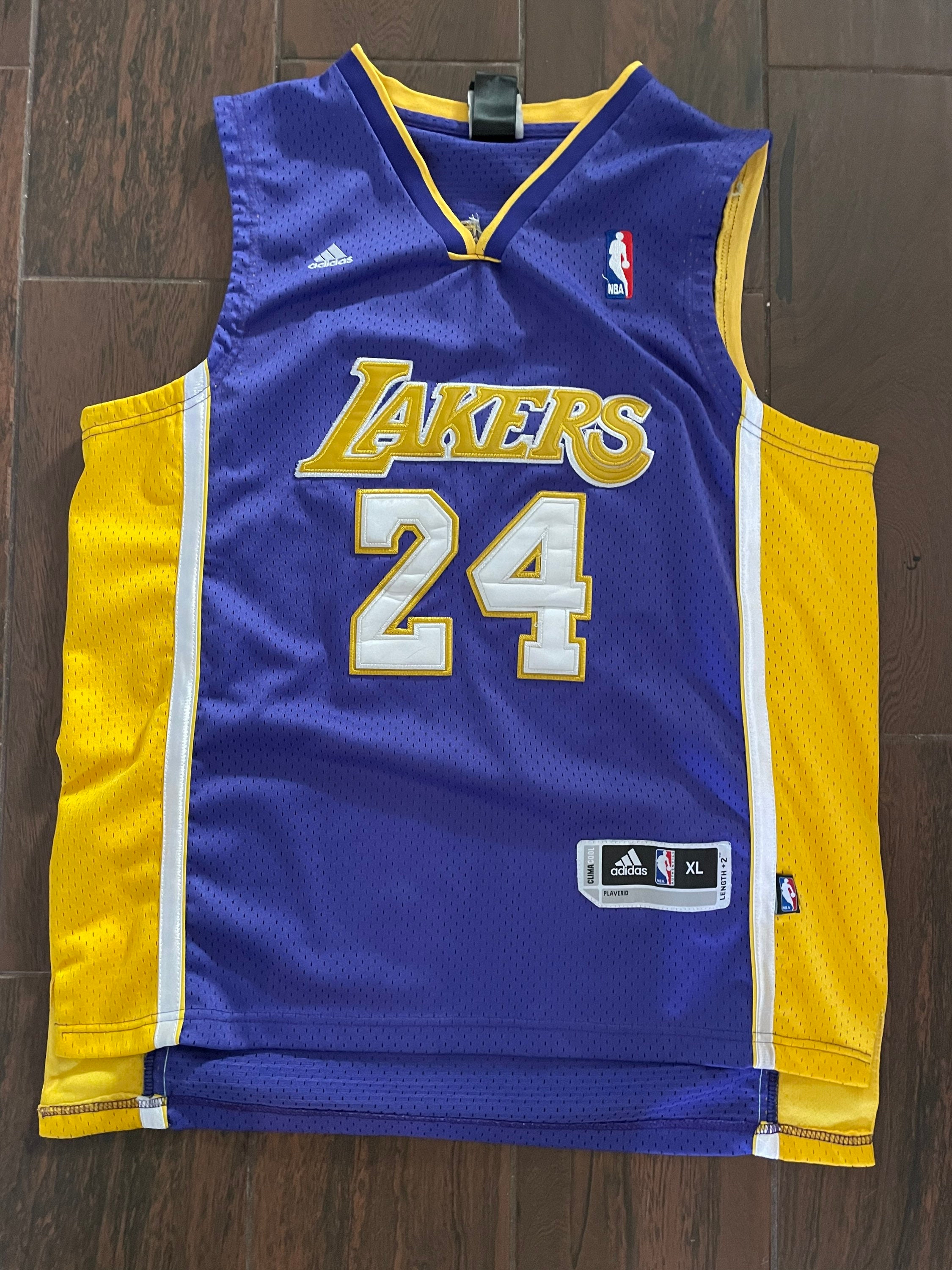 Vtg Adidas Kobe Bryant Los Angeles LA Lakers NBA Basketball Jersey White  #24 XXL