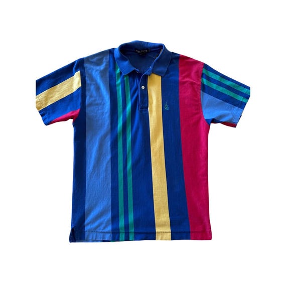 Nautica, Vintage 90s Nautica Mens L Multicolor Stripe Polo Shirt