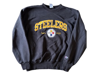 Vintage Y2K NFL Pittsburgh Steelers Champion L Black Crewneck Sweatshirt