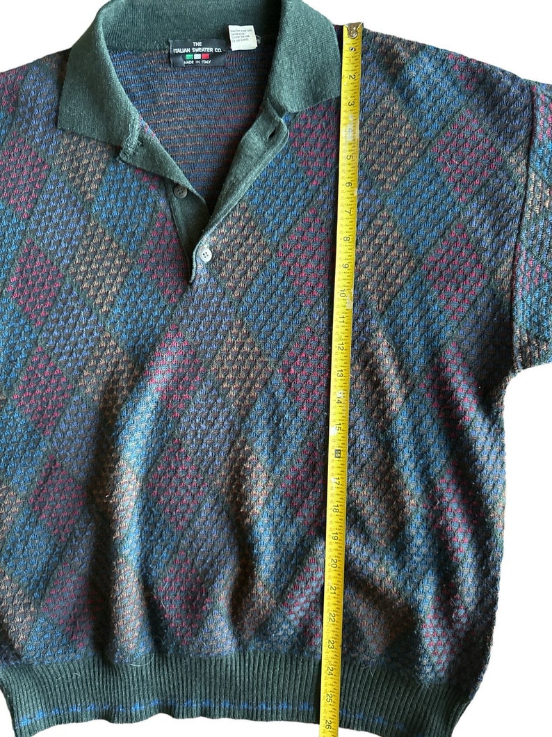 VTG the Italian Swester Co. Italian Made L L Collared 1/4 Button Argyle ...