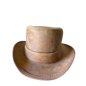stokers tobacco hat Steampunk Leather Stoker Stoker Leather Top Hat with