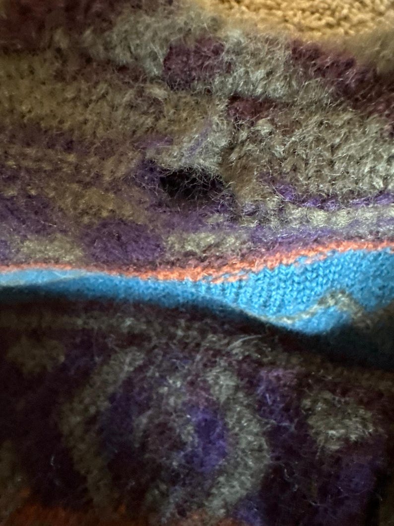 Vintage American Eagle Outfitters USA Made L Wool Green Blue Purple Sweater image 5