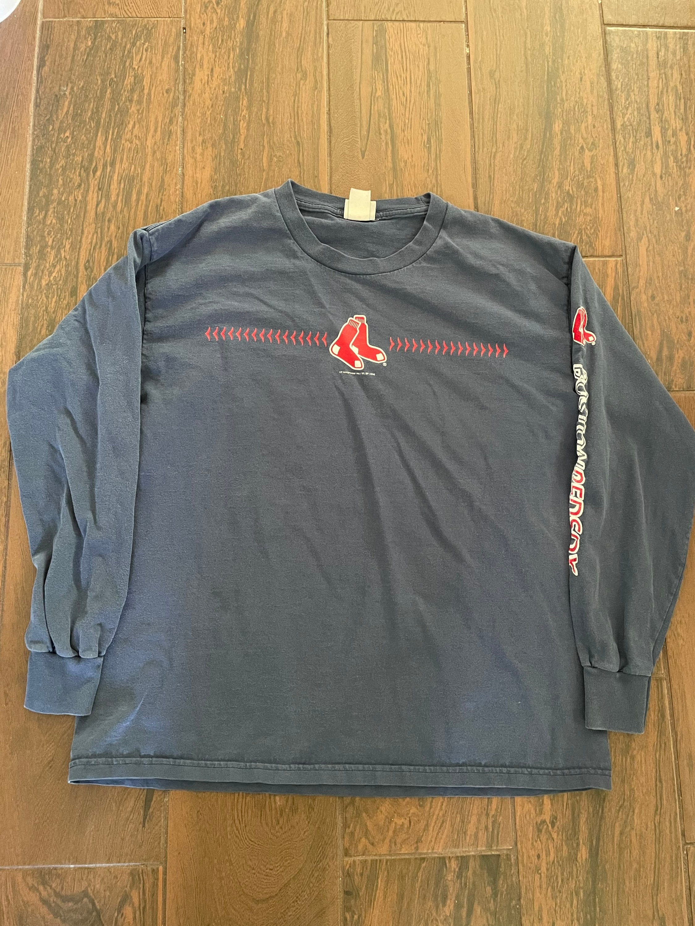 Custom Boston Red Sox Men's Navy Backer T-Shirt 