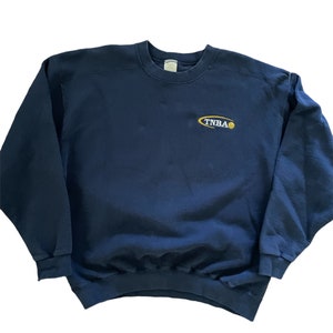 True Vintage Embroidered TNBA Made in the USA Navy Medium Crewneck Sweatshirt