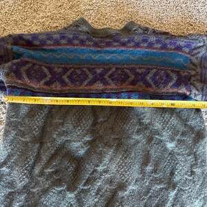 Vintage American Eagle Outfitters USA Made L Wool Green Blue Purple Sweater image 6