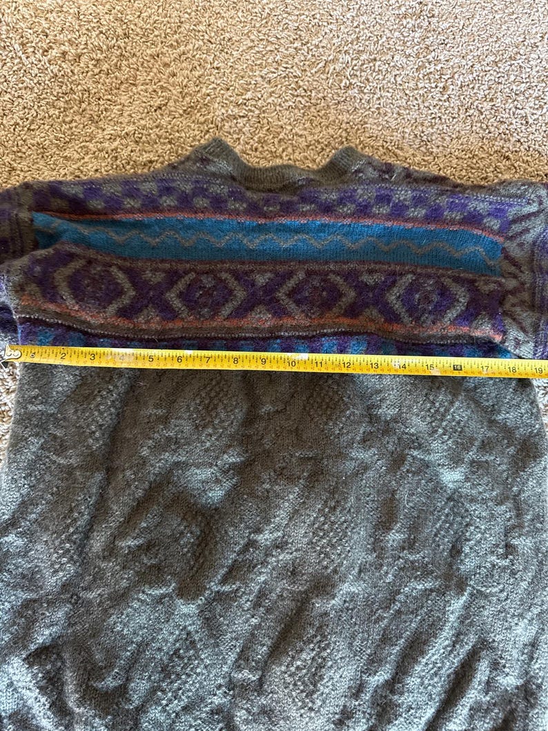 Vintage American Eagle Outfitters USA Made L Wool Green Blue Purple Sweater image 6