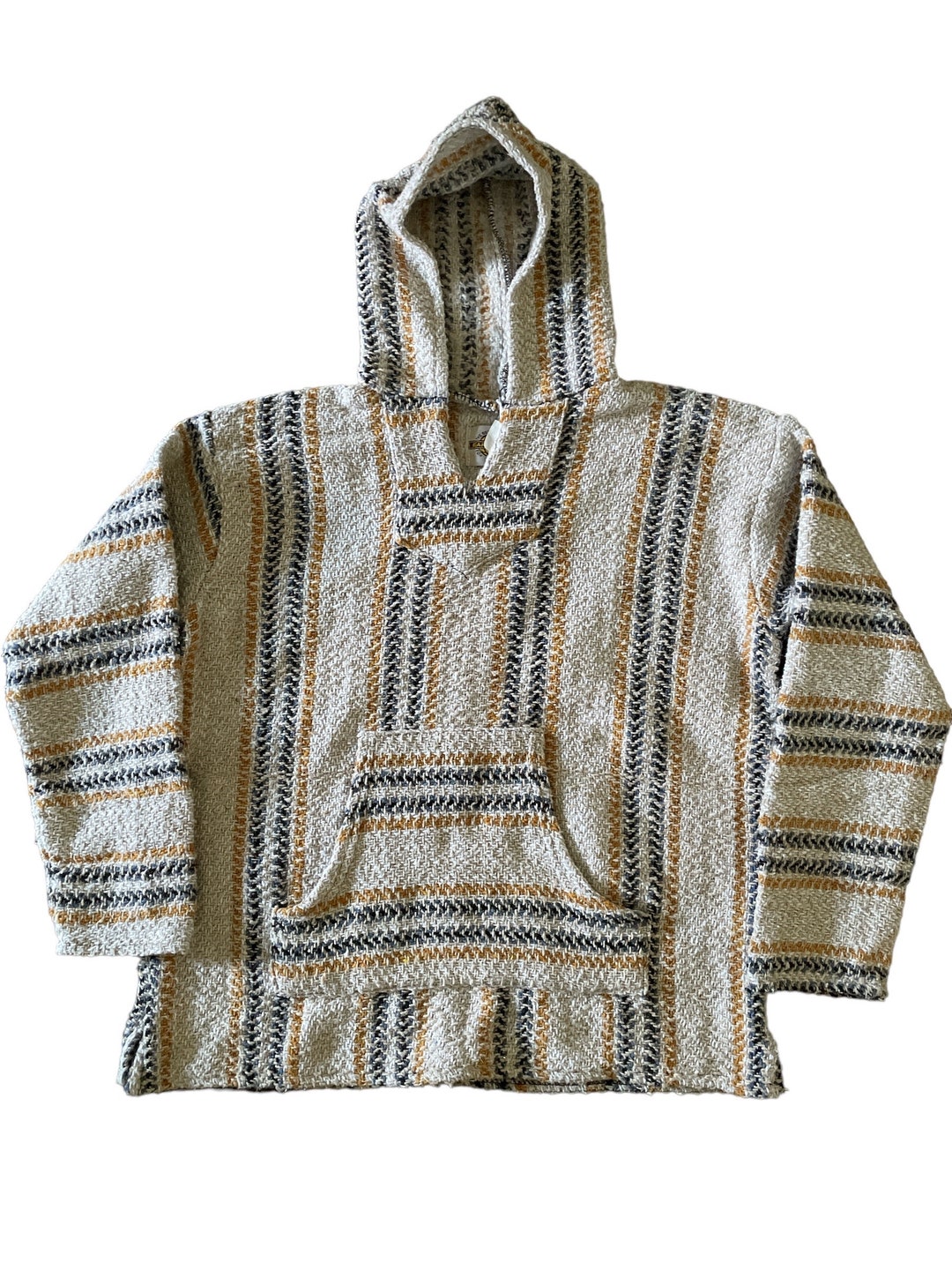 Vintage Style Earth Ragz Medium Natural Baja Hoodie Drug Rug Pullover ...