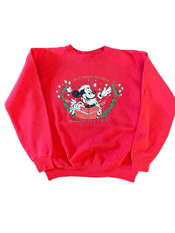 90s Disney Mickey Mouse Unisex L-XL Red Christmas 