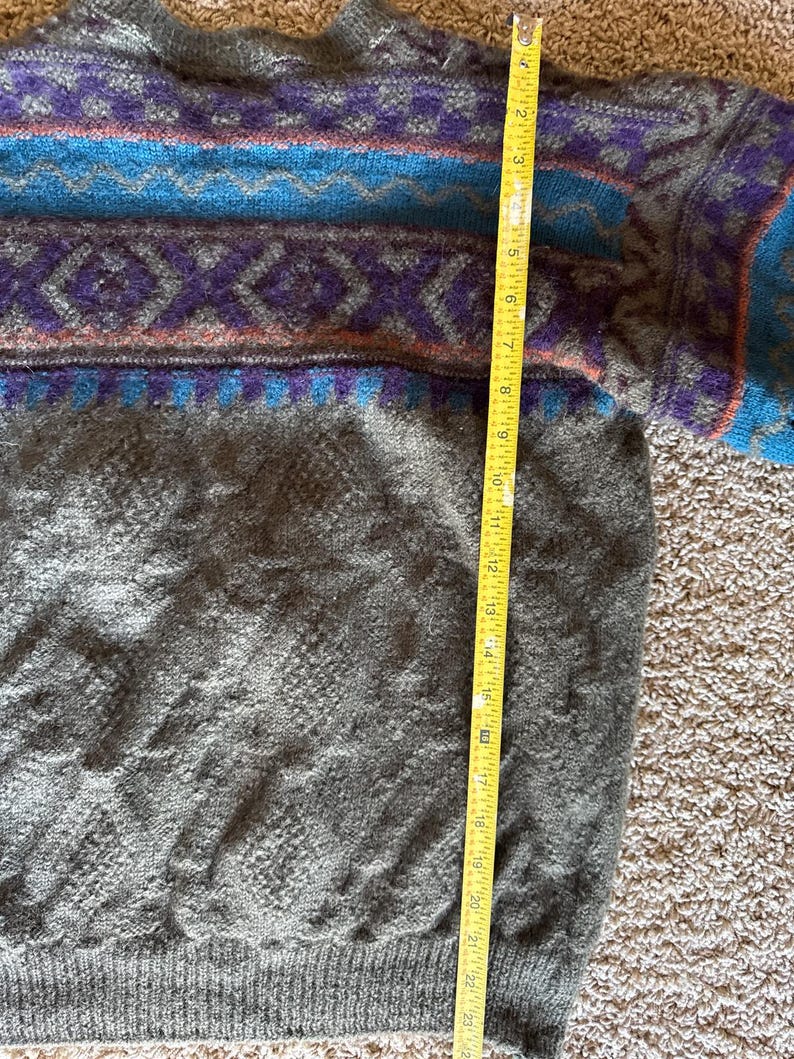 Vintage American Eagle Outfitters USA Made L Wool Green Blue Purple Sweater image 7