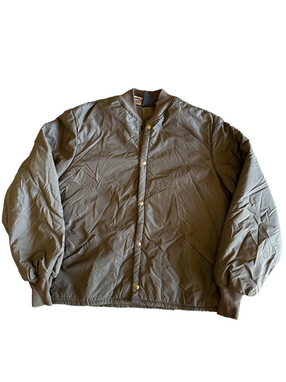 Vintage Cabelas USA Made Brown Nylon Bomber Butto… - image 1