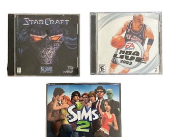 True Vintage CD-ROM Game Bundle Including StarCraft, NBA Live 2003 and Sims2