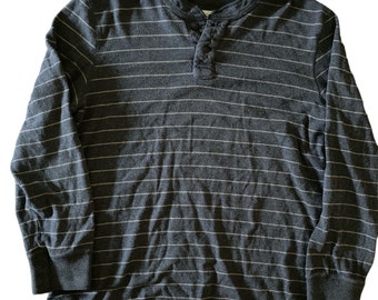 Price Reduced! Eddie Bauer Gray on Gray Horizontal Striped Long Sleeve XL Thermal Henly Shirt