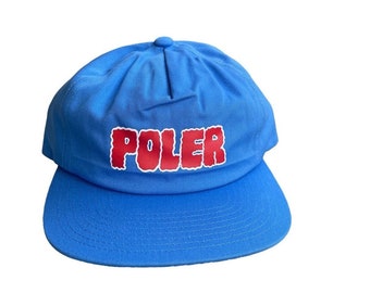 POLER Wiggle Font Flat Bill Hat Cap BLUE Snapback OSFA Deadstock