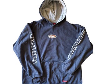 Vintage Y2K Quicksilver Boarding Company Faded Navy Youth XL Adult M Hoodie