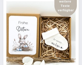 Schwangerschaft verkünden Frohe Ostern Überraschung schwanger Du wirst Oma du wirst Papa Geschenkebox Babysocke Baby 2024 Du wirst Tante