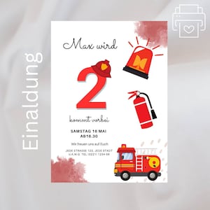 Invitation children&#39;s birthday party birthday child fire brigade party kindergarten child