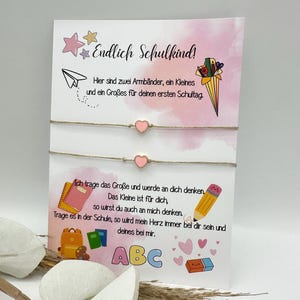 Schulkind Armband Mama Tochter Freundschaftsarmband Herz Geschenke zur Einschulung 2025 Mädchen Klasse Schultüte Armband mit Karte
