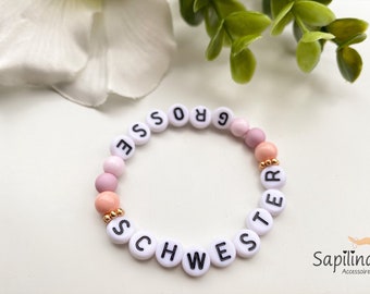 Children's bracelet Big sister sibling bracelet for children Baby bracelet Birth name bracelet Bracelet with name Beaded bracelet