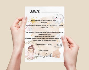Letter Tooth Fairy Post from the Tooth Fairy Loose Tooth Certificate Tooth Gap Milk Tooth Gift Post