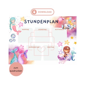 Mermaid timetable school enrollment gift for girls elementary school