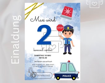 Invitation children's birthday theme police party birthday child police party kindergarten child