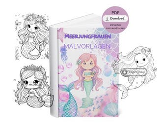 Coloring book coloring pages mermaids coloring pages gift girl children's birthday birthday child mermaid party underwater birthday