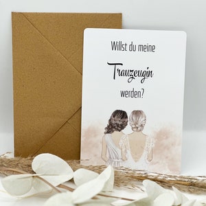 Trauzeugin fragen Karte Freundin Silhouette Willst du meine Trauzeugin sein Überraschung  Karte Braut