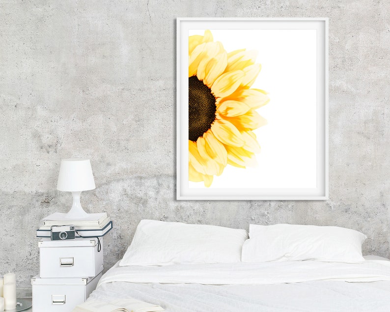 Sunflower Wall Decor Print Bedroom Watercolor Painting Etsy