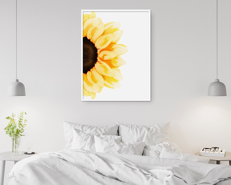 Sunflower Wall Decor Print Bedroom Watercolor Painting Etsy