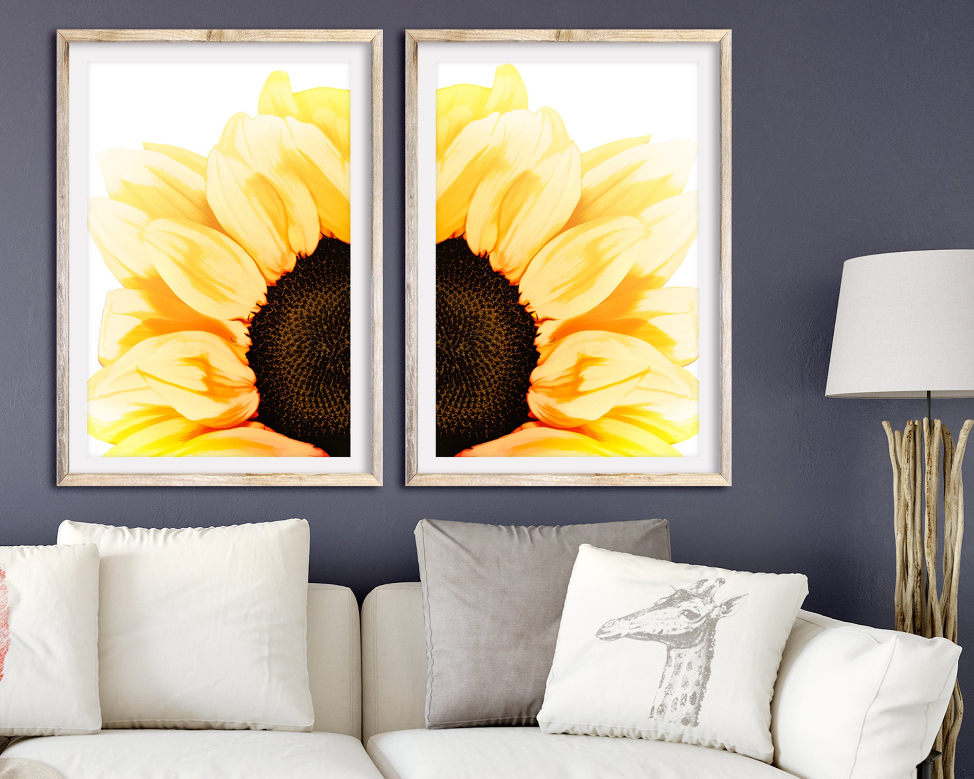 Sunflower Wall Decor Set of 2 Prints Watercolor Sunflower | Etsy