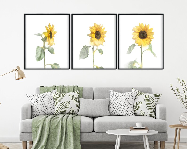 Sunflowers Bedroom Wall Decor Sunflowers with Leaves Etsy