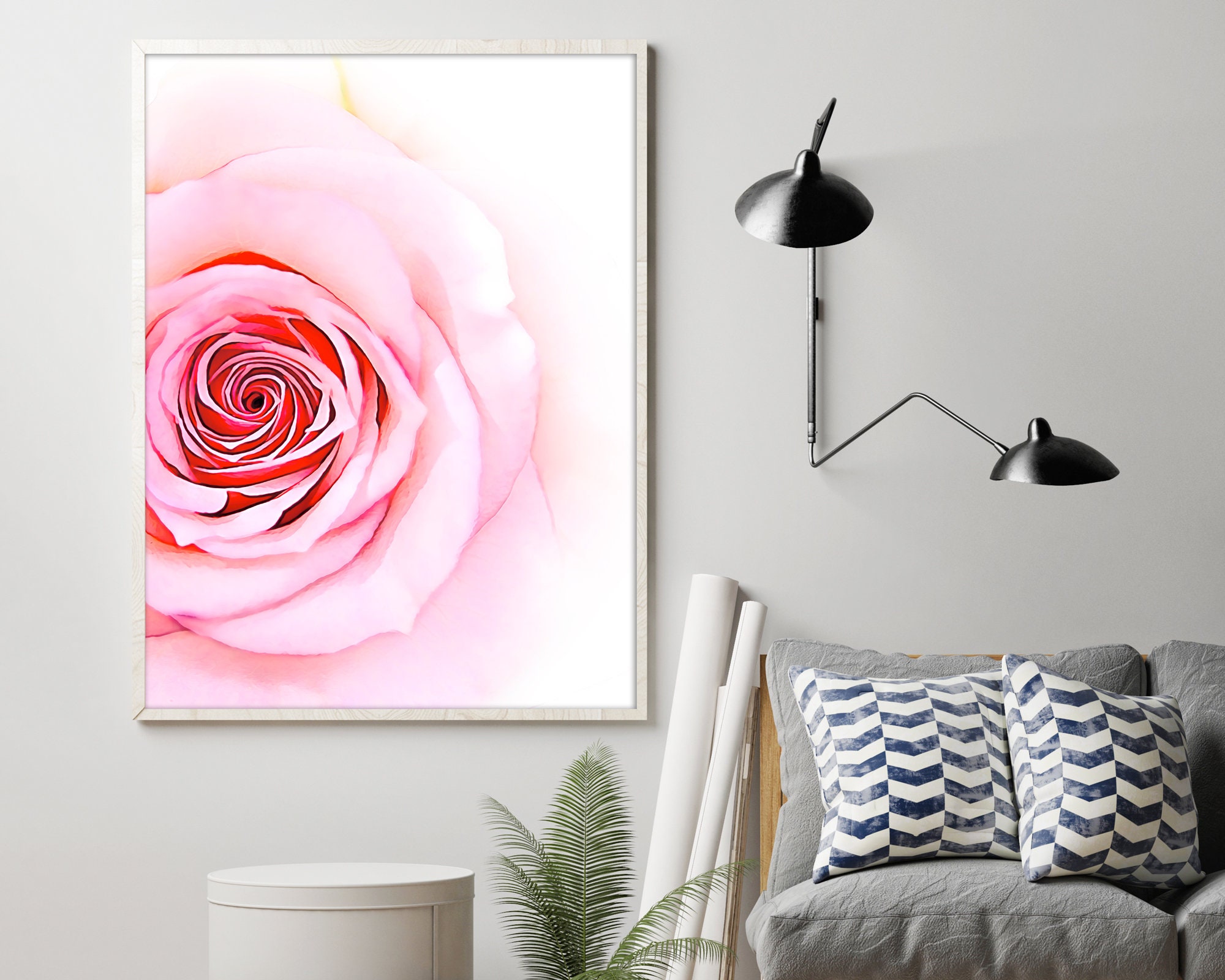 Pink Rose Watercolor flower wall Art Blush Pink Roses Art Etsy