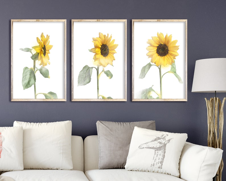 Sunflowers Bedroom Wall Decor Sunflowers with Leaves Etsy