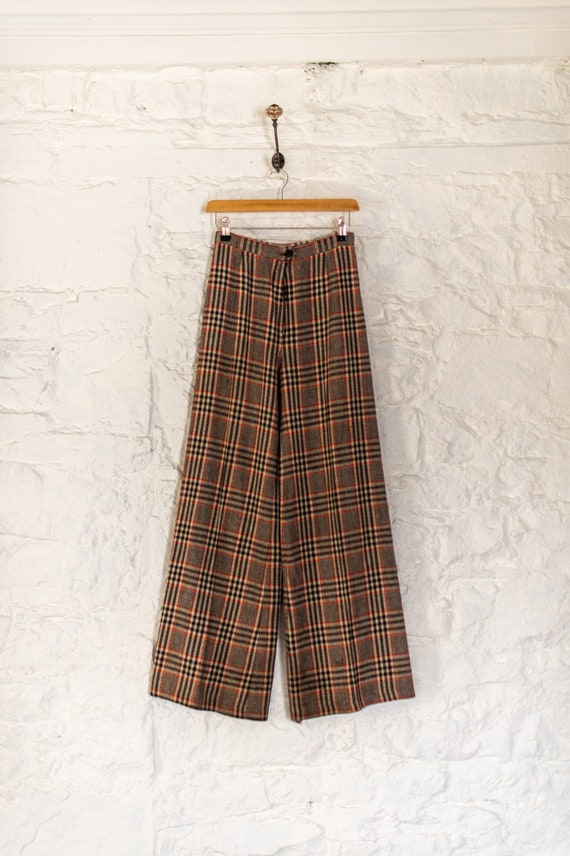Vintage 70s Tartan Check Flared Trousers - True Vi