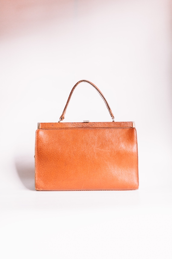 Vintage 50s Tan Leather Kelly Purse Handbag - True