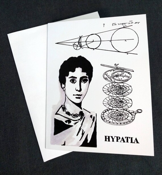 Hypatia Greeting Card Science Teacher Gift Ancient Egypt Print Ancient History Art Ancient Greet Art Feminist Art Astrolabe Print