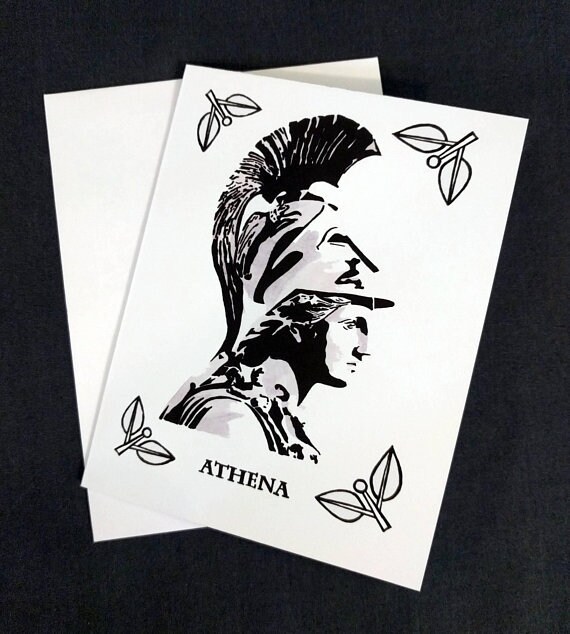 Goddess Athena Greeting Card Ancient Greek Artwork Greek Etsy
