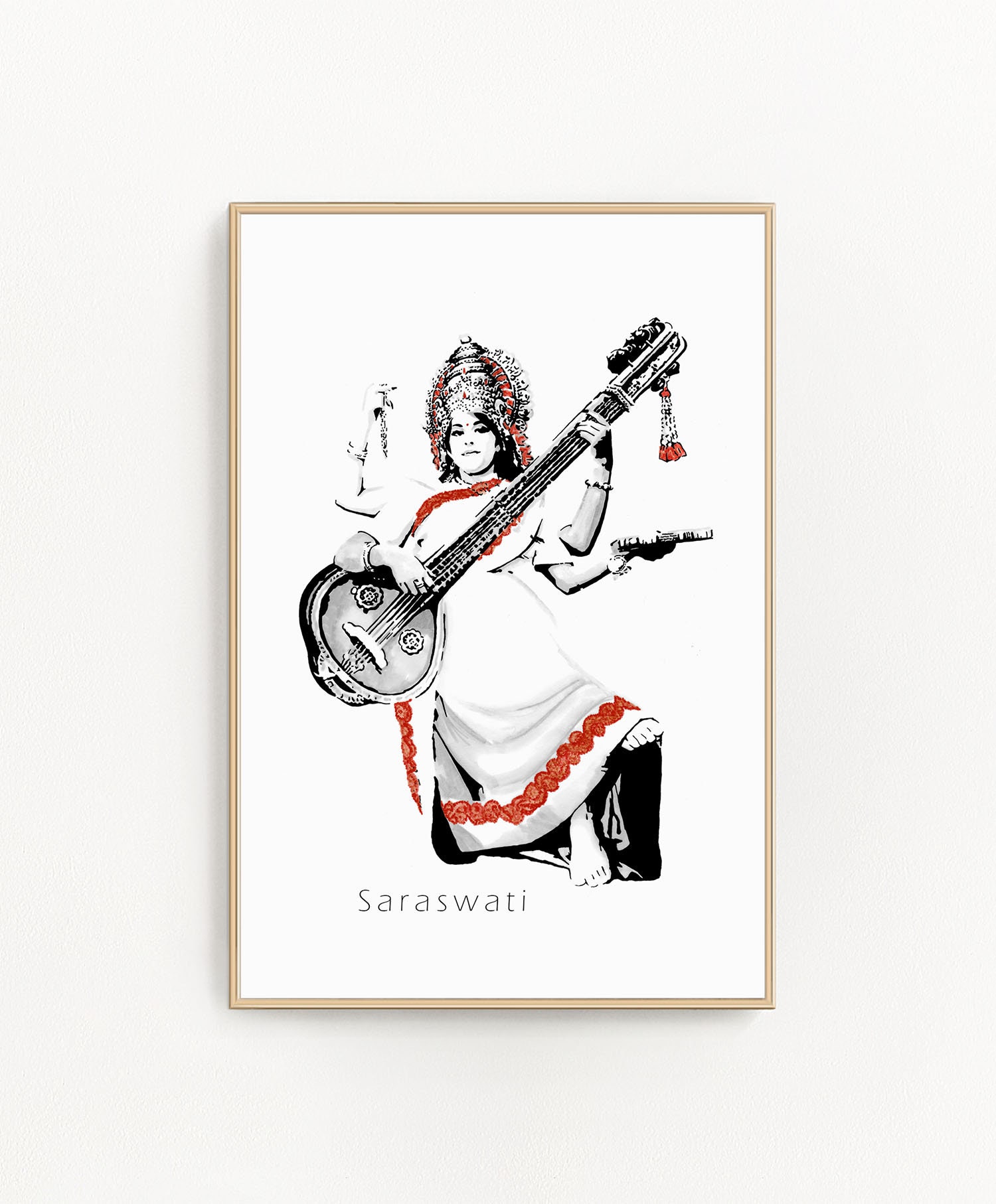 Hindu Goddess Saraswati Drawing Print Hindu Wall Art Goddess - Etsy Hindu Goddess Saraswati Drawing Print Hindu Wall Art Goddess - Etsy