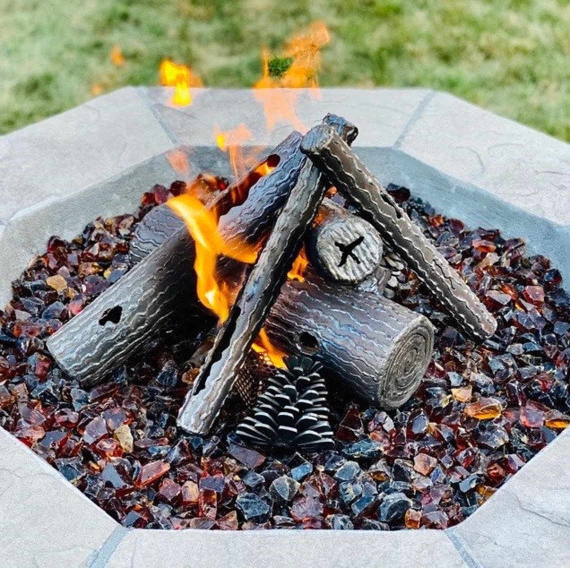 Steel Fire Pit Logs Gas Fire Pit Log Set Fire Pit Logs Etsy