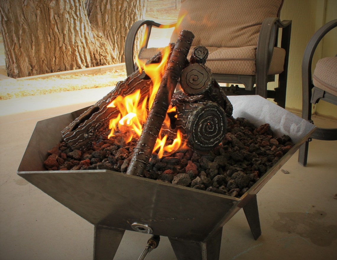 Gas Fire Pit Log Set Steel Logs Fire Pit Logs Metal Logs Etsy