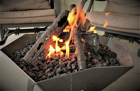 Gas Fire Pit Log Set Steel Logs Etsy