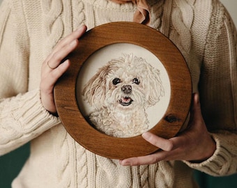 Custom Pet Portrait, Realistic and Lifelike Hand Embroidered Memorial of your Dog, Cat, or Animal Friend